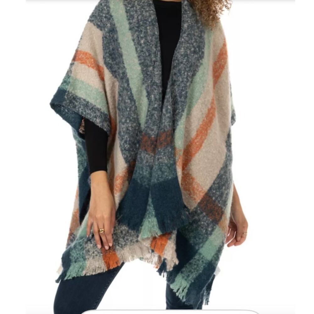 Nine West Women's Sweater/Shawl. Colorful Plaid, Lightweight fabric; NWT